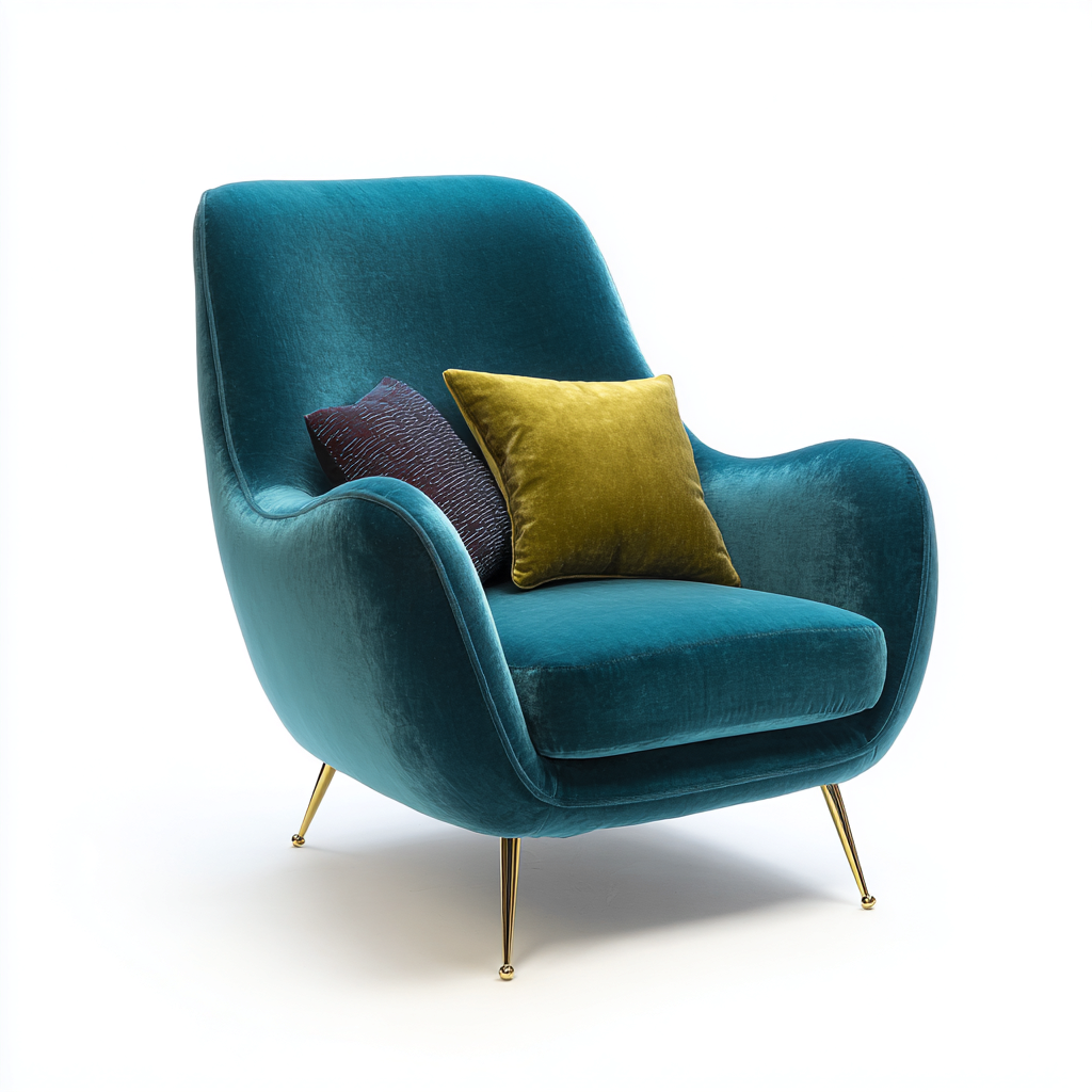 Fauteuil-Velours-78X82X95 Cm-Bleu Canard-Style Moderne-Nestlearo