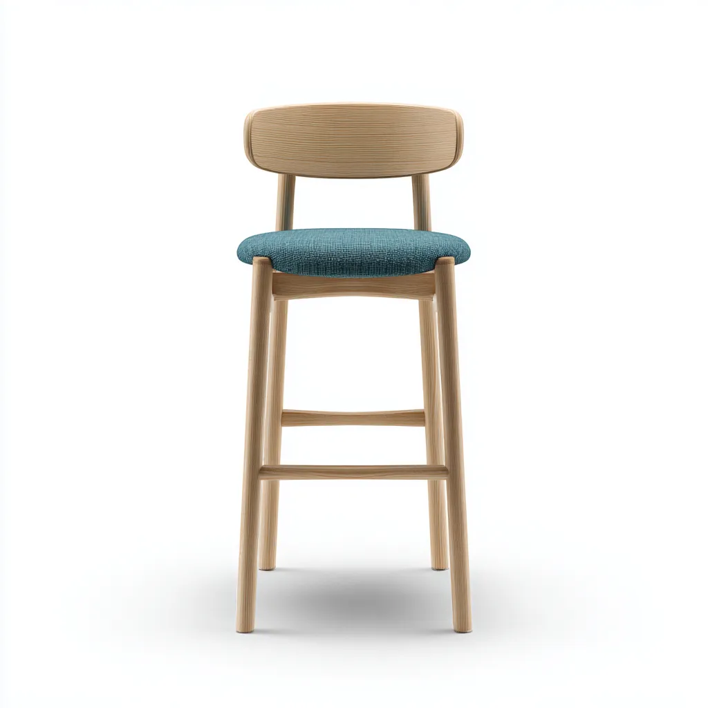 Tabouret De Bar Assise En Tissu Bleu-Vert Structure En Bois Clair 45x48x100 Cm - Bleu-Vert-Bois Clair - Adapté À Cuisine Et Bar - Design Moderne-Nestlearo