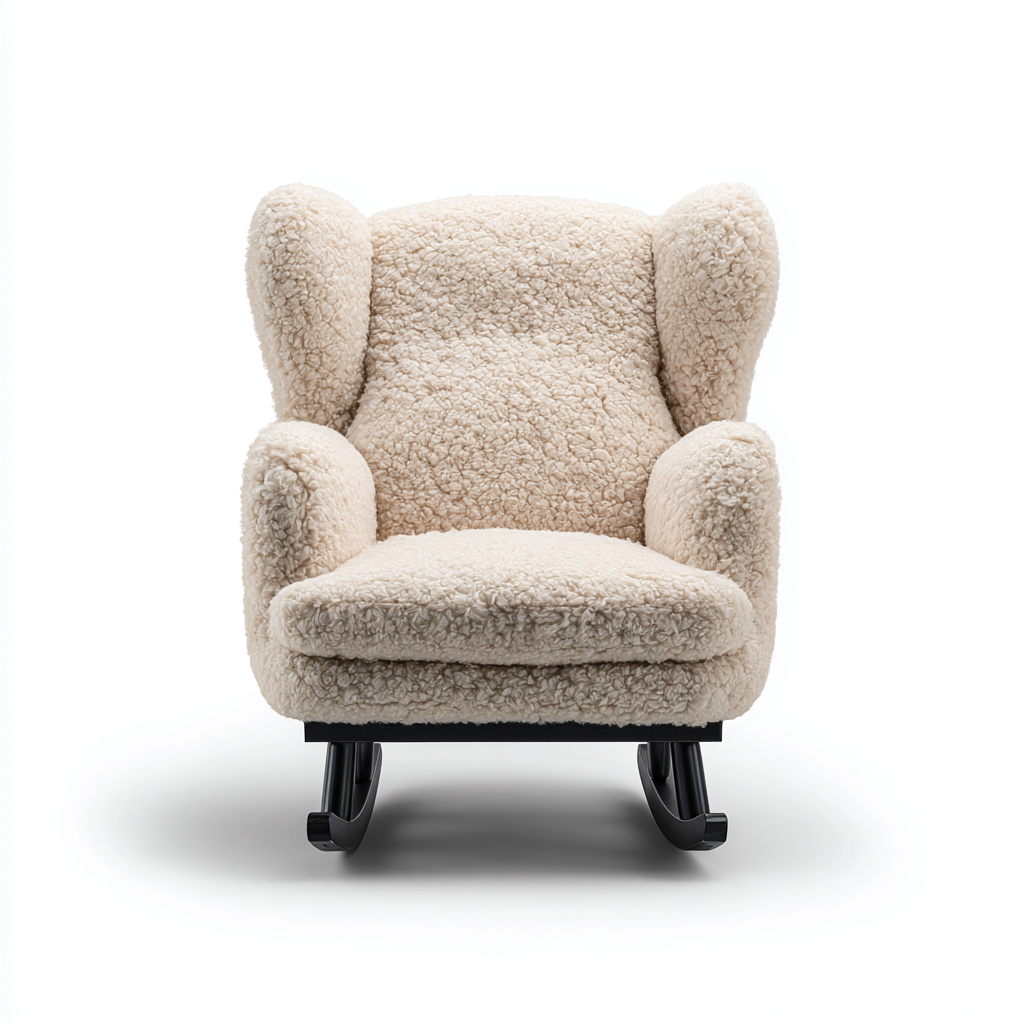 Fauteuil À Bascule Tissu Laineux 78x80x95 Cm - Beige - Adapté Au Salon - Style Moderne-Nestlearo