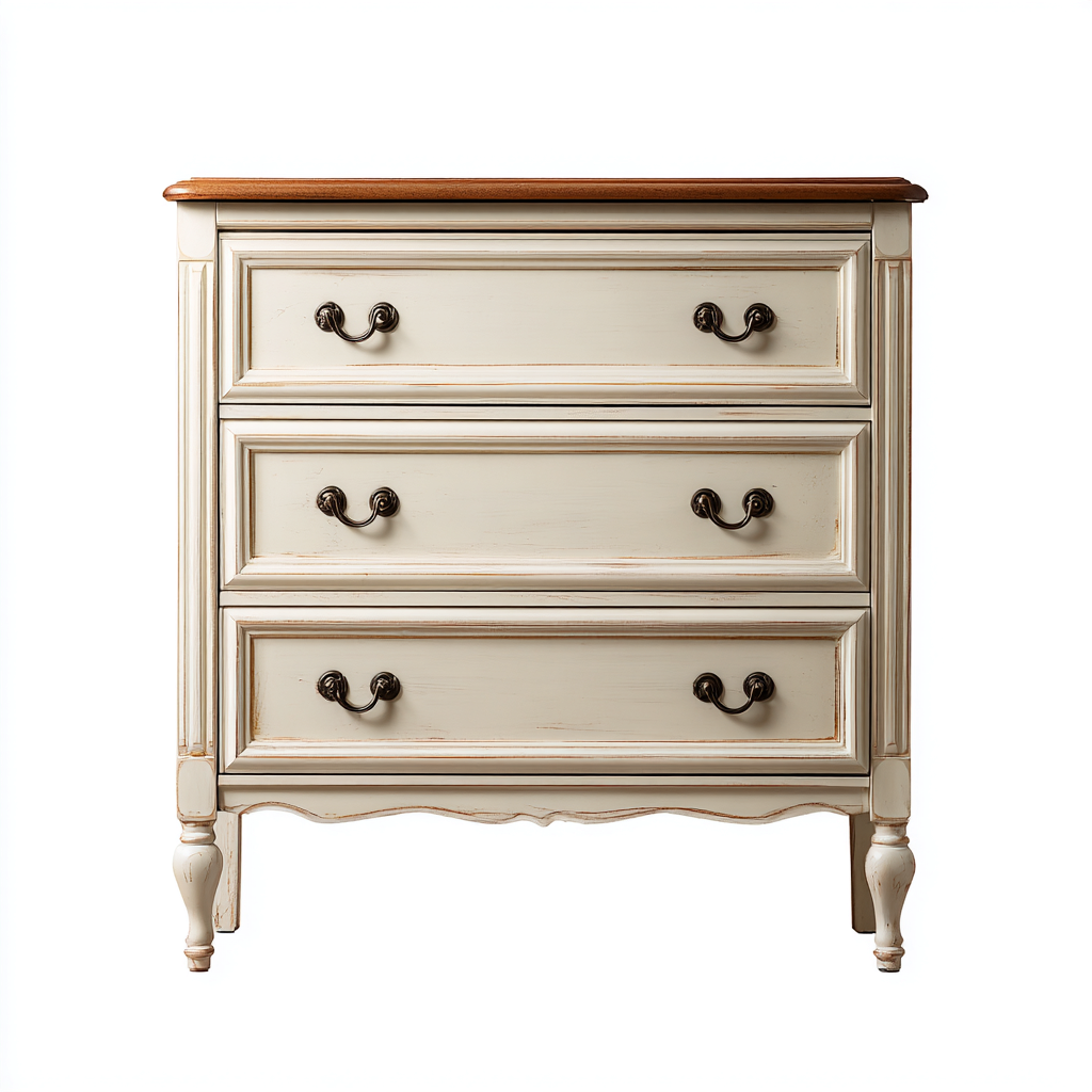 Commode Bois 80X40X90 Cm - Blanc Crème Et Bois Naturel - Chambre - Style Classique Élégant - Meuble À Tiroirs-Nestlearo