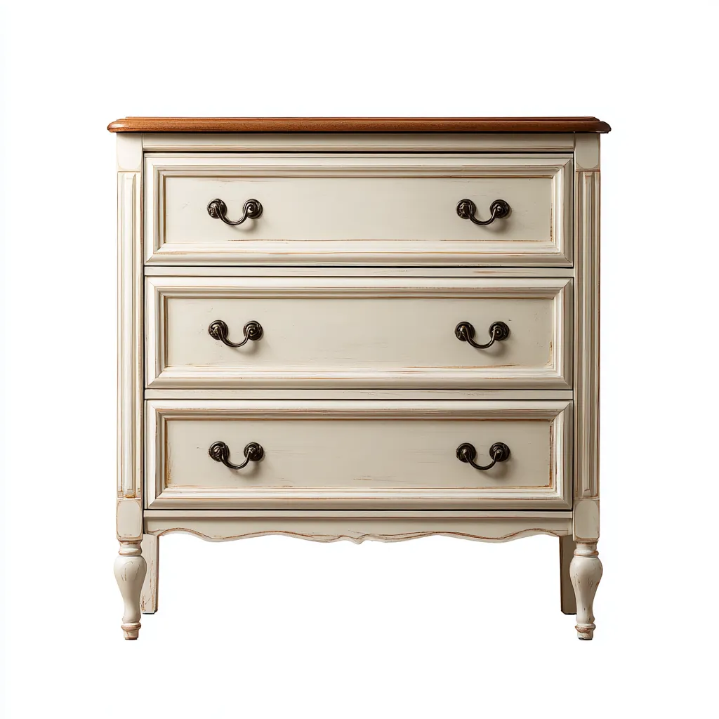 Commode Bois 80X40X90 Cm - Blanc Crème Et Bois Naturel - Chambre - Style Classique Élégant - Meuble À Tiroirs-Nestlearo