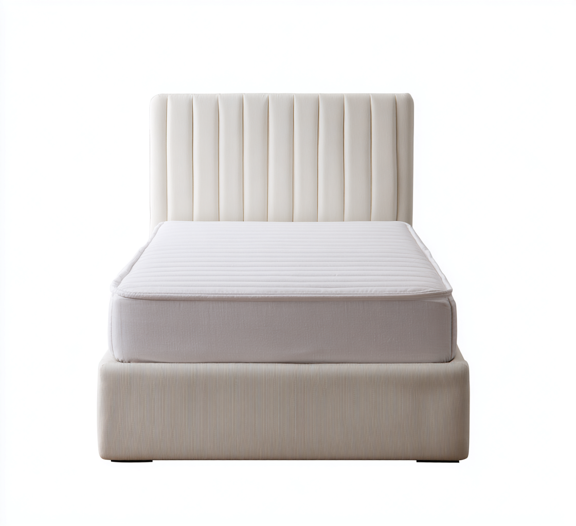 Lit Simple Tissu Rembourré 190x90x105 Cm - Beige Clair - Style Contemporain - Adapté À La Chambre-Nestlearo