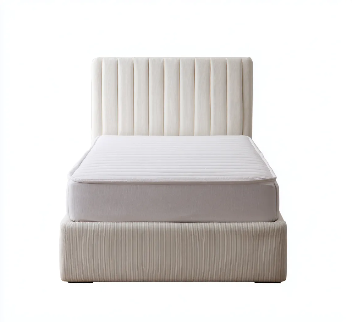 Lit Simple Tissu Rembourré 190x90x105 Cm - Beige Clair - Style Contemporain - Adapté À La Chambre-Nestlearo