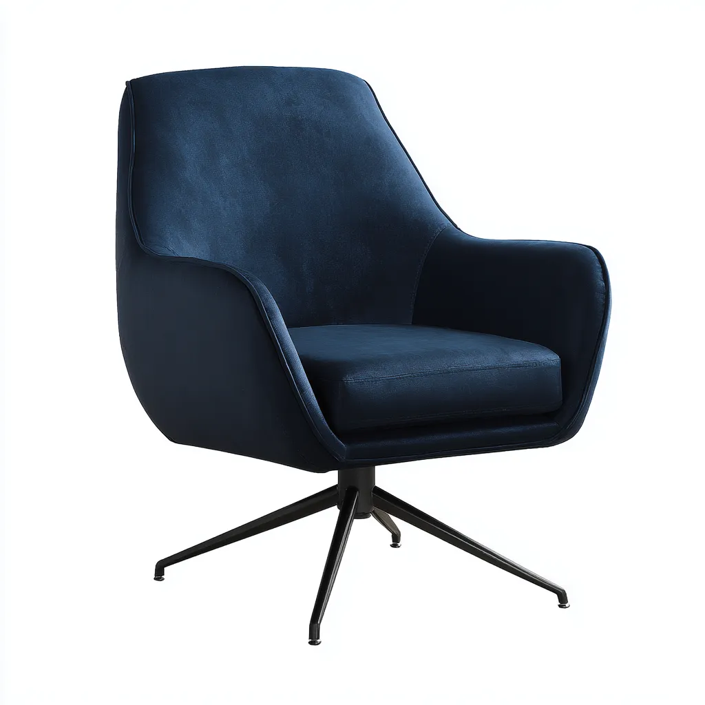 Fauteuil Métal Et Velours 79x72x92 Cm - Bleu Foncé - Adapté Au Salon - Style Moderne-Nestlearo