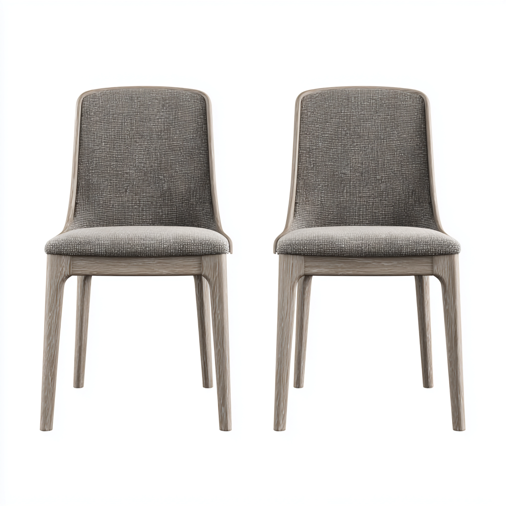 Chaise De Salle À Manger - Tissu-Bois - Lot De 2 - 48X55X84 Cm - Gris-Naturel - Adaptées À La Salle À Manger - Design Moderne-Nestlearo