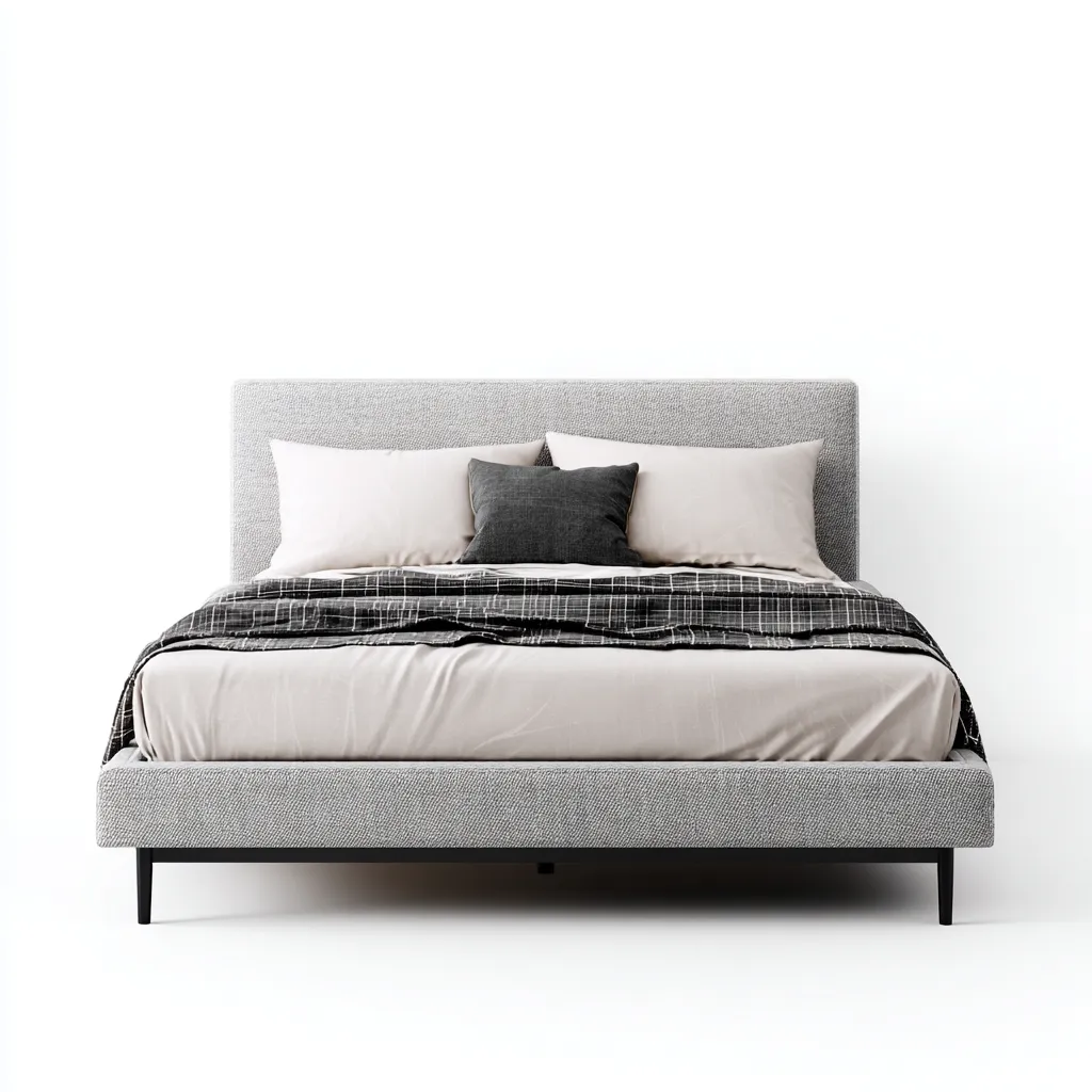 Lit Double Tissu Avec Pieds Noirs 200x160x110 Cm - Gris Clair-Noir - Style Moderne - Adapté À La Chambre-Nestlearo