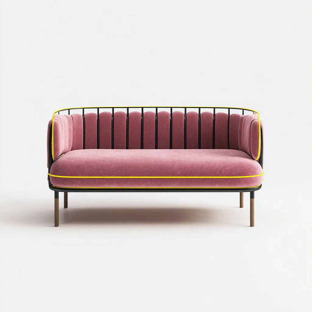 Canapé Lit Velours Et Métal 160x75x80 Cm - Rose - Style Moderne - Adapté Au Salon-Nestlearo