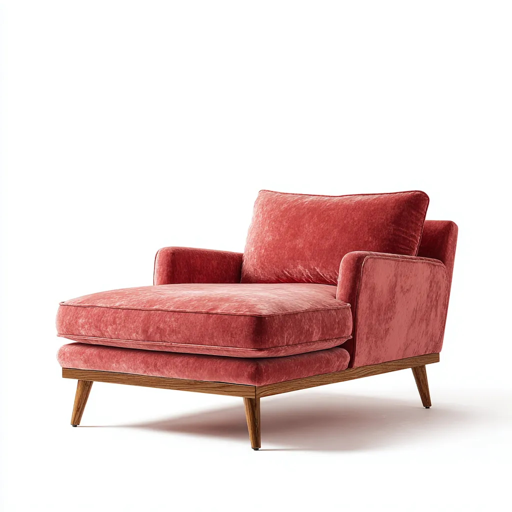 Chaise Longue Tissu 148X78X82 Cm - Rouge Corail - Salon - Style Moderne Compact-Nestlearo