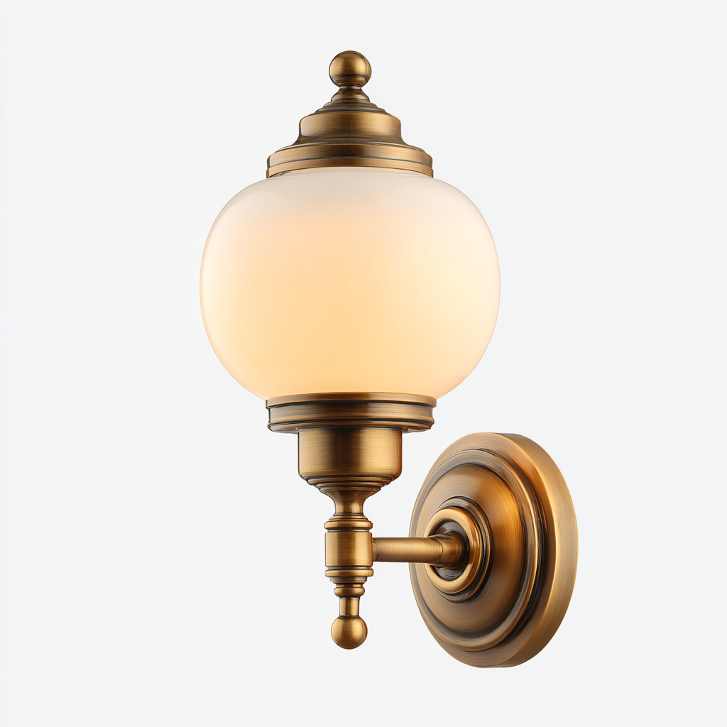 Applique Murale Métal Verre 18X15X32 Cm - Or Brossé-Verre Blanc - Adaptée Pour Intérieur - Design Classique-Nestlearo