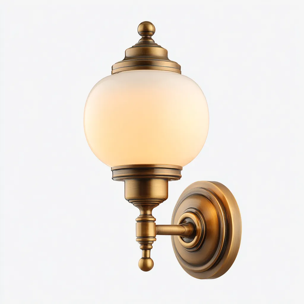 Applique Murale Métal Verre 18X15X32 Cm - Or Brossé-Verre Blanc - Adaptée Pour Intérieur - Design Classique-Nestlearo