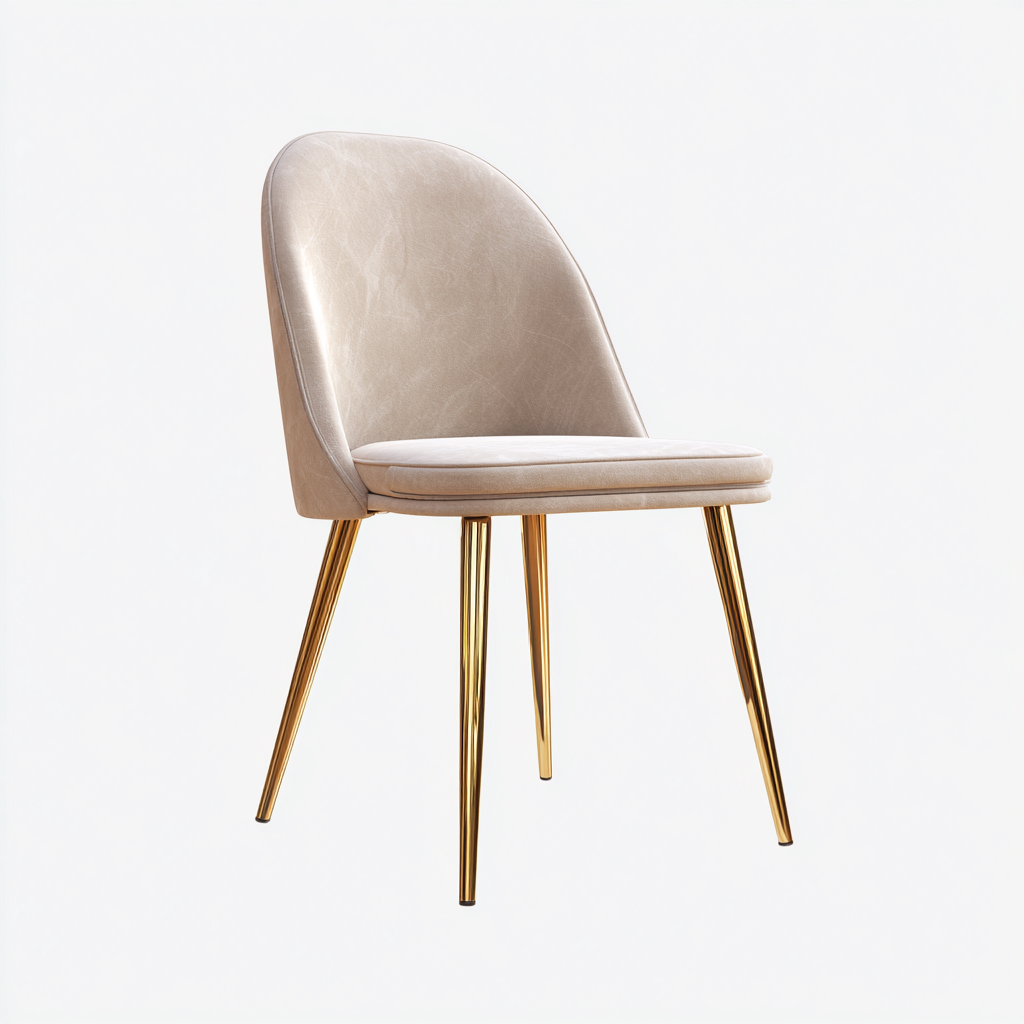 Chaise De Salle À Manger - Similicuir-Métal - 47X54X85 Cm - Beige-Or - Adaptée À La Salle À Manger - Design Moderne-Nestlearo