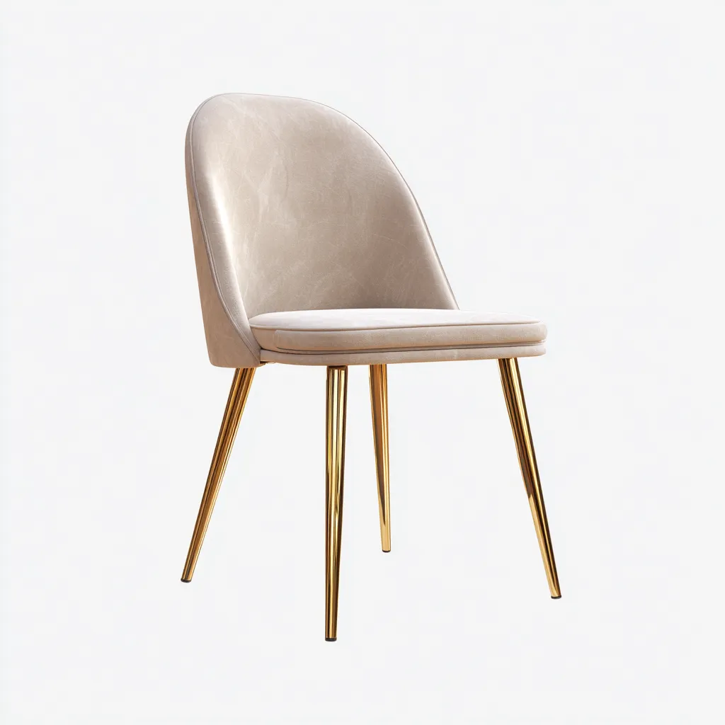 Chaise De Salle À Manger - Similicuir-Métal - 47X54X85 Cm - Beige-Or - Adaptée À La Salle À Manger - Design Moderne-Nestlearo