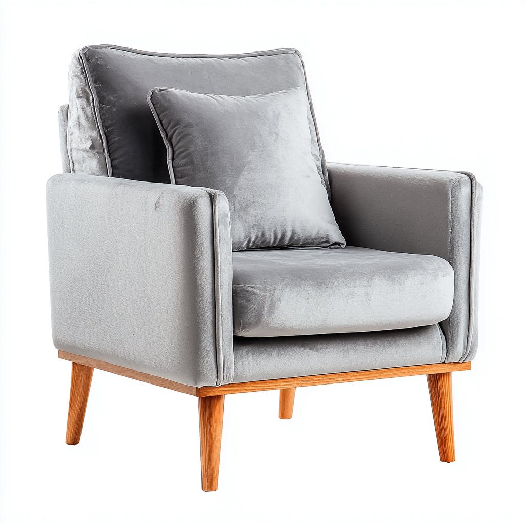 Fauteuil-Velours-78X80X92 Cm-Gris Clair-Style Moderne-Nestlearo