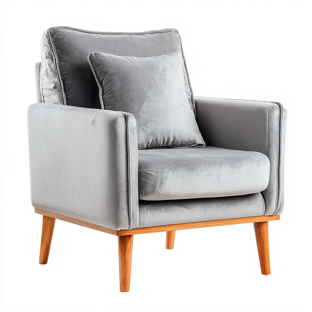 Fauteuil-Velours-78X80X92 Cm-Gris Clair-Style Moderne-Nestlearo