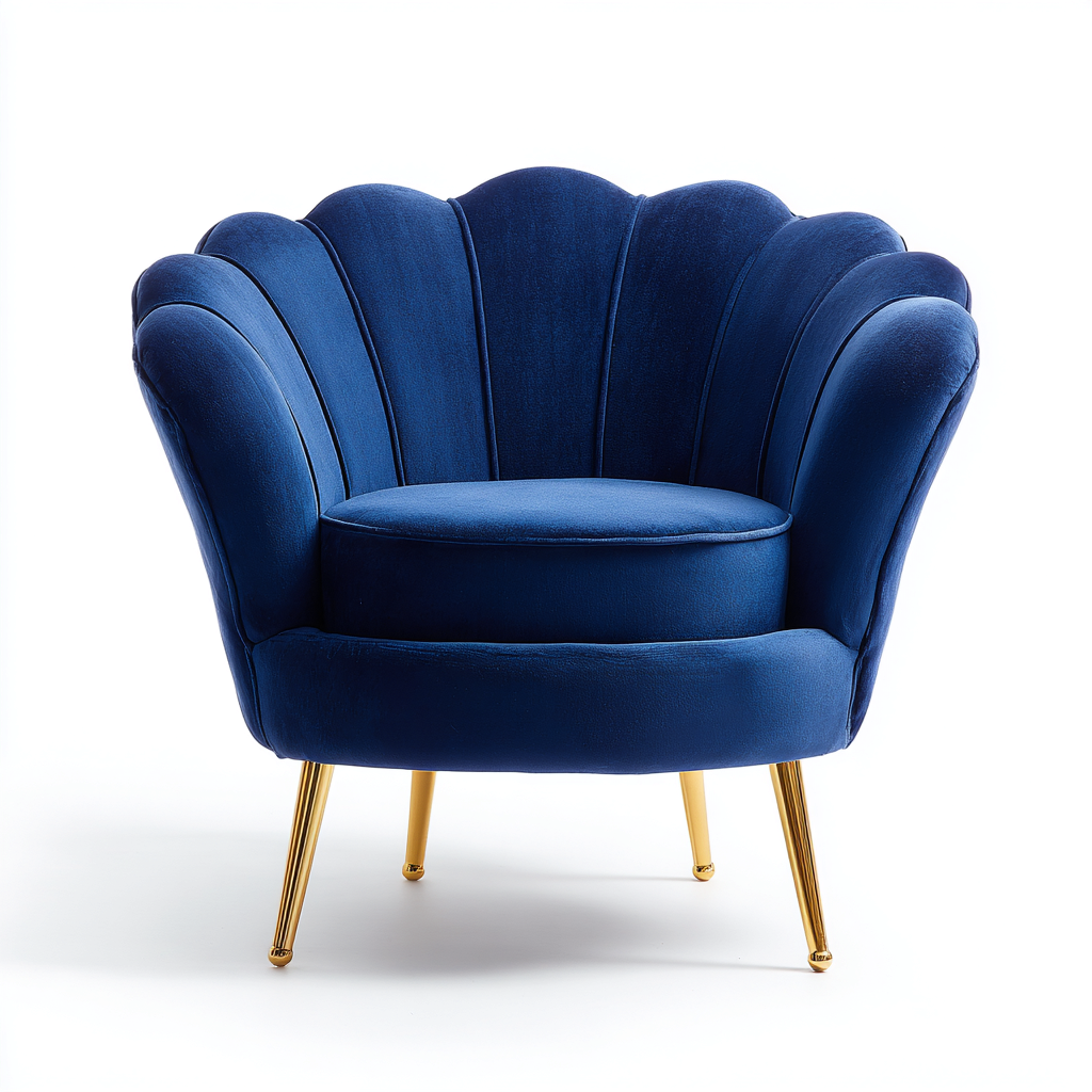 Fauteuil Métal Et Velours 80x78x82 Cm - Bleu Foncé - Adapté Au Salon - Style Moderne-Nestlearo