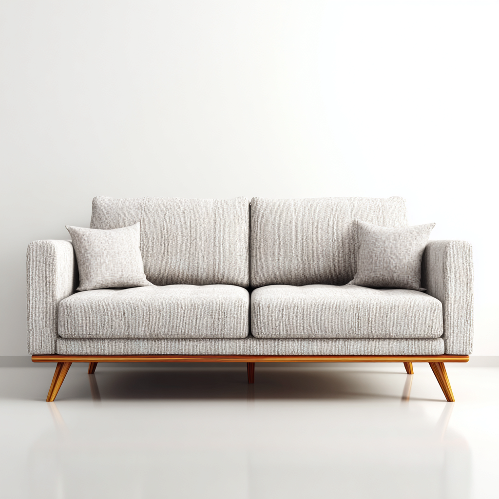 Canapé 2 Places Tissu Avec Coussins 185x90x85 Cm - Gris Clair-Bois - Adapté Au Salon - Design Moderne-Nestlearo