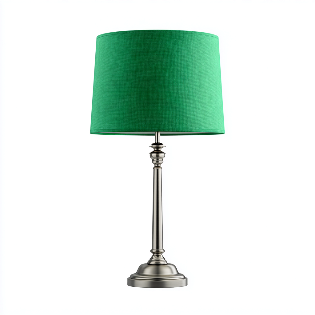 Lampe De Table Métal Brossé Abat-Jour Tissu 21X21X55 Cm - Vert-Argent - Adaptée Pour Salon-Chambre - Style Classique-Nestlearo