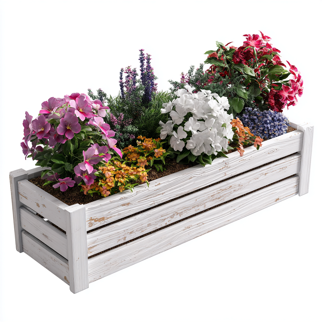 Pots Et Supports De Plantes Jardinière Bois 80X30X32 Cm - Blanc Vieilli - Design Rustique-Nestlearo