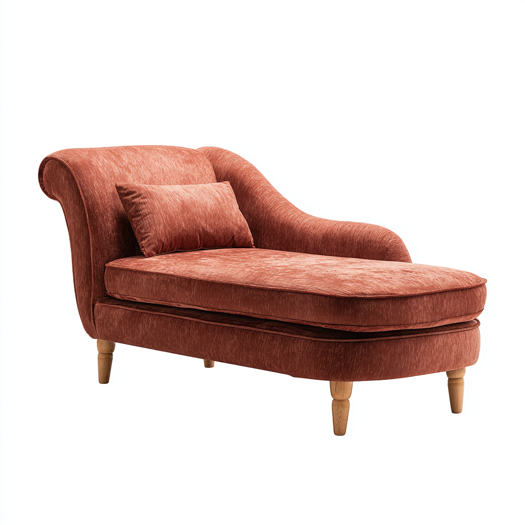Chaise Longue Tissu 165X70X82 Cm - Rouge Brun - Salon - Style Rétro Élégant-Nestlearo