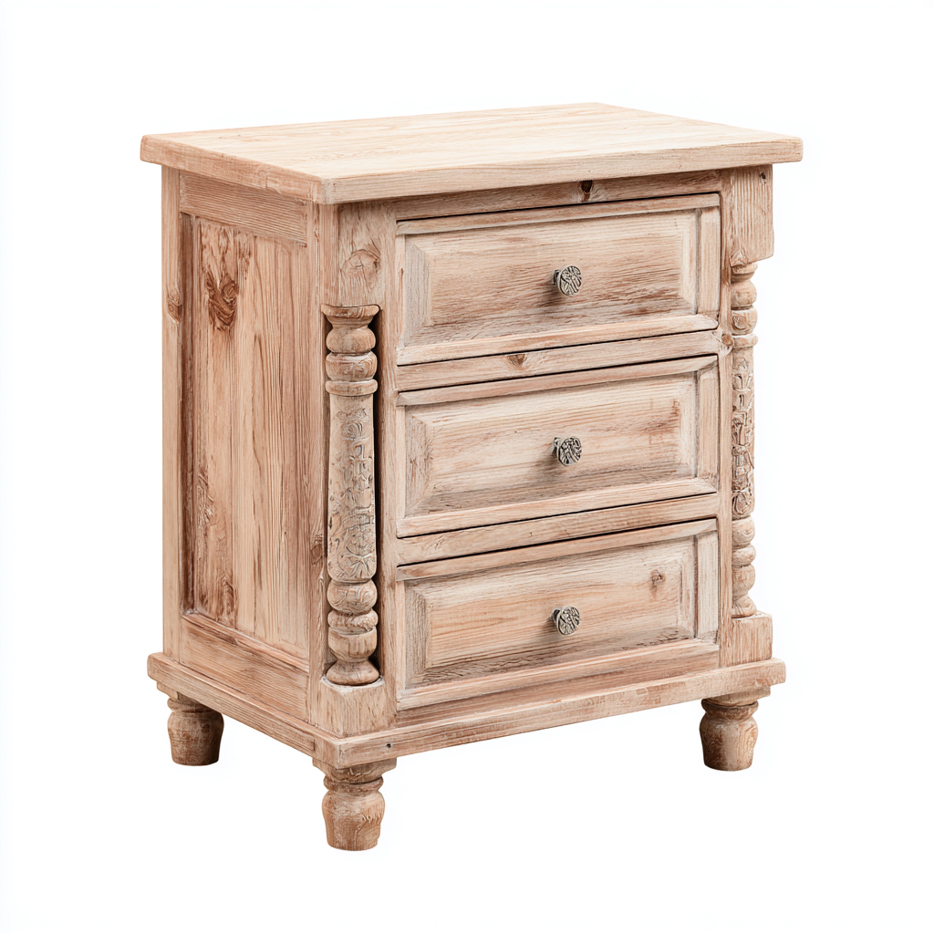 Commode Bois Massif 78x43x88 Cm - Bois Naturel - Adaptée À La Chambre - Style Rustique-Nestlearo
