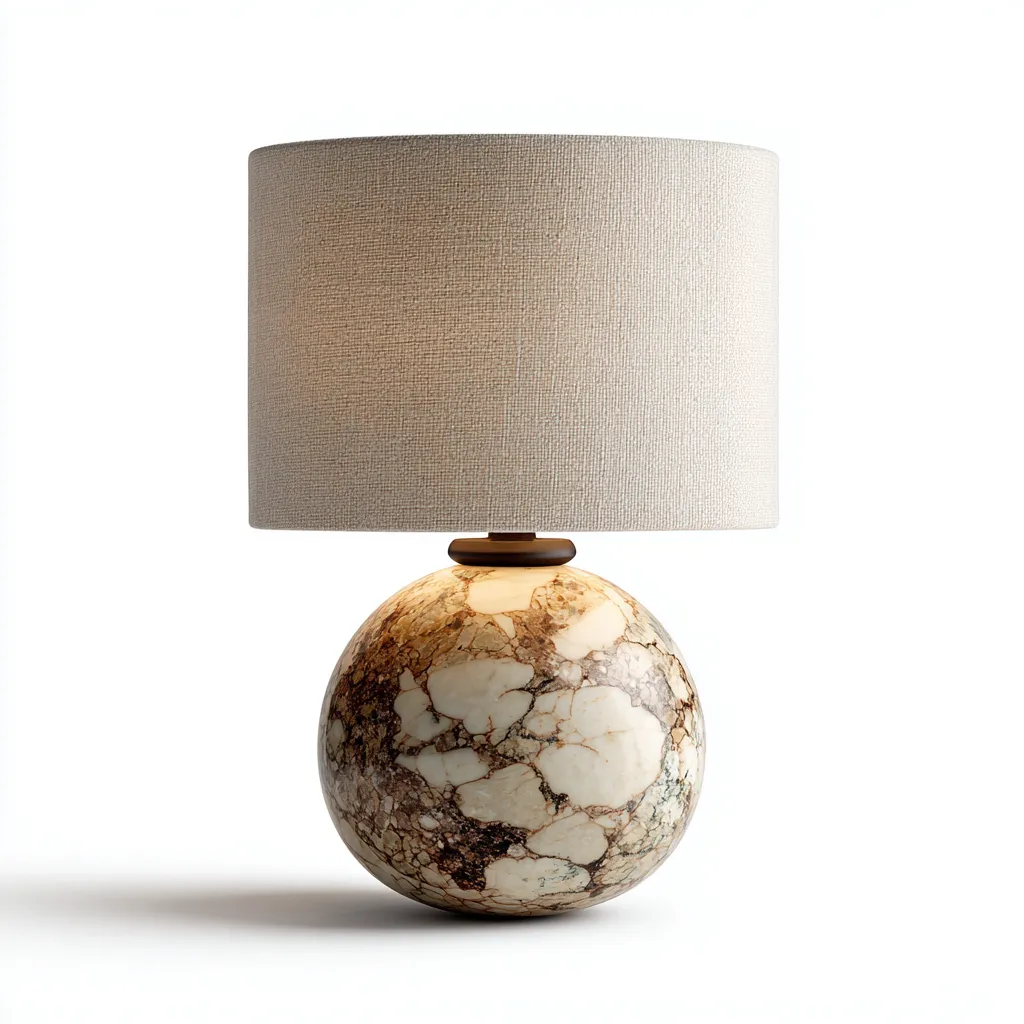 Lampe De Table Marbre Tissu 30X30X48 Cm - Beige-Marron - Adaptée Pour Intérieur - Style Moderne-Nestlearo