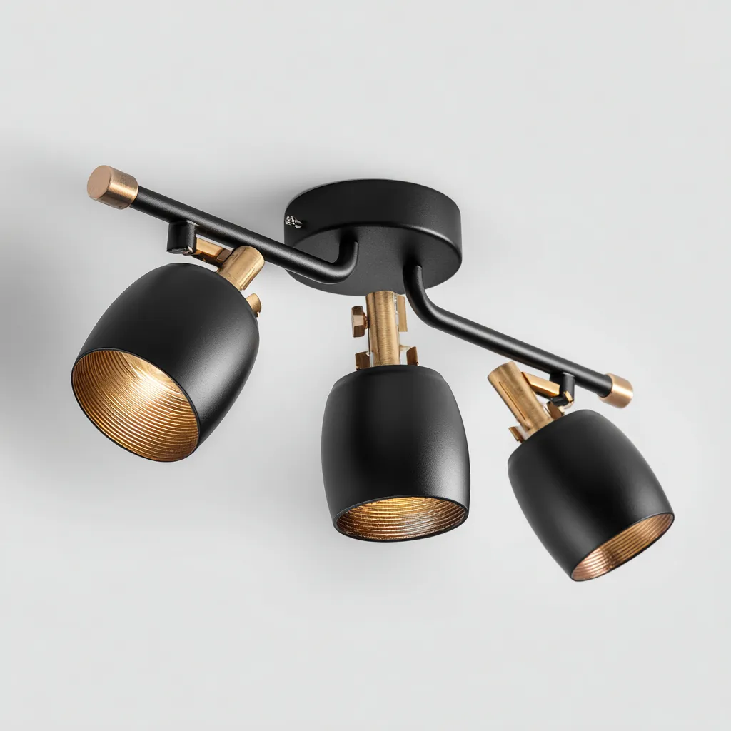 Plafonnier - Métal - 32X18X20 Cm - Noir-Or - Adapté Au Salon - Design Moderne-Nestlearo