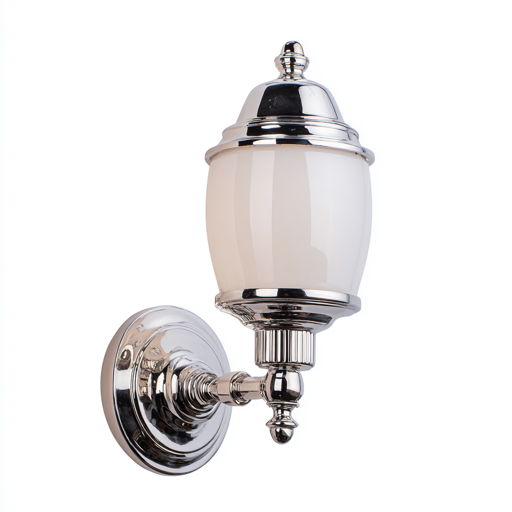 Applique Murale Métal Verre 16X12X30 Cm - Argent-Verre Blanc - Adaptée Pour Intérieur - Design Classique-Nestlearo