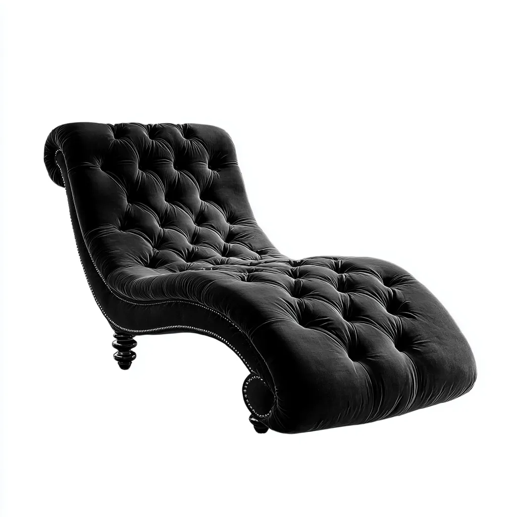 Chaise Longue Velours 175x70 Cm - Noir - Adaptée Au Salon - Style Classique-Nestlearo