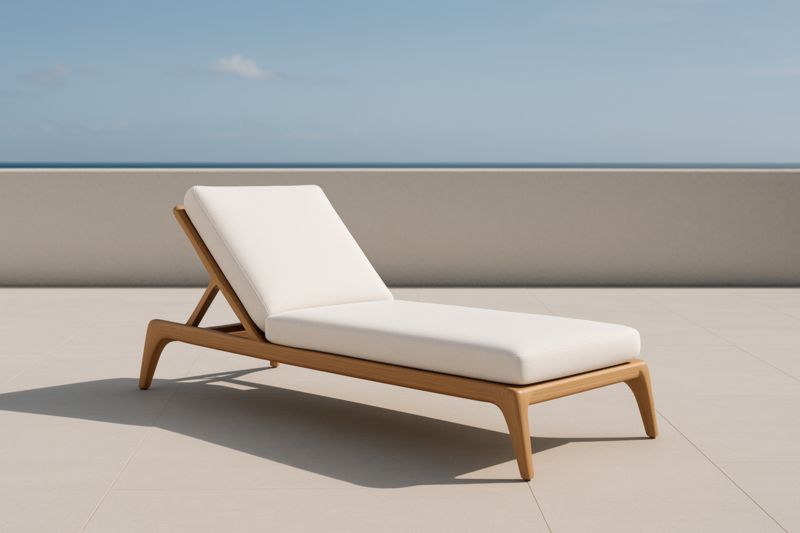 Chaise Longue en Bois avec Coussin Blanc