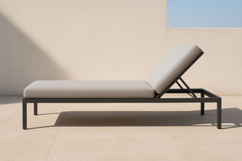 Chaise Longue Extérieure en Aluminium avec Coussin Beige