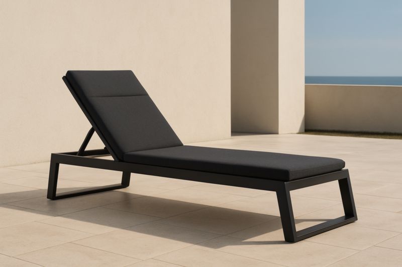 Chaise longue en métal et tissu réglable Noir