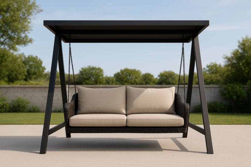 Balancelle de Jardin en Aluminium et Rotin Synthétique avec Coussins Beiges