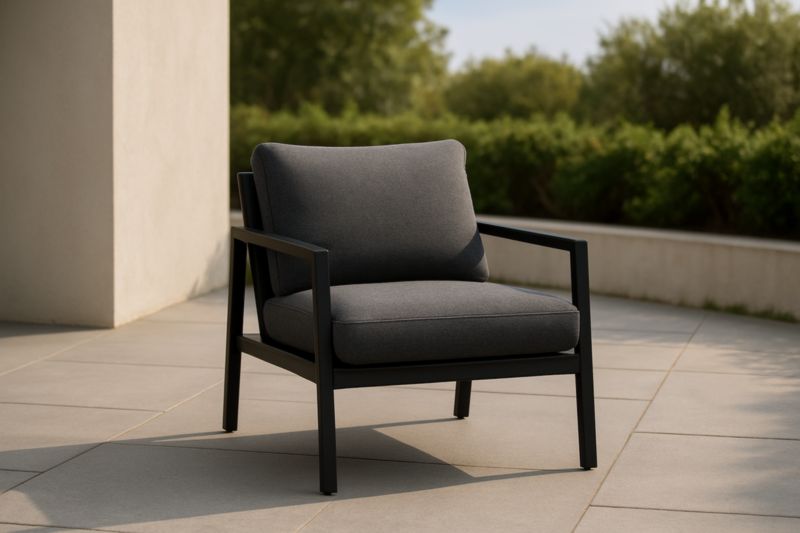 Fauteuil extérieur aluminium tissu polyester Anthracite