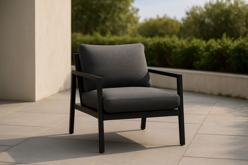 Fauteuil extérieur aluminium tissu polyester Anthracite