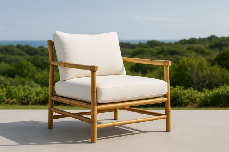 Fauteuil en bambou avec coussins en polyester Blanc