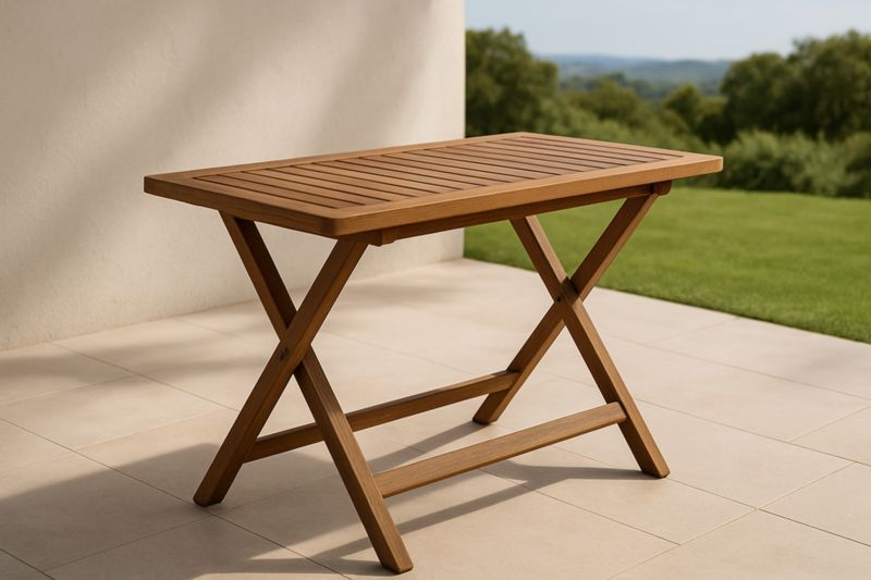 Table pliante en bois d'acacia pour extérieur 120x70x75 cm