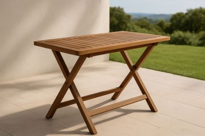 Table pliante en bois d'acacia pour extérieur 120x70x75 cm