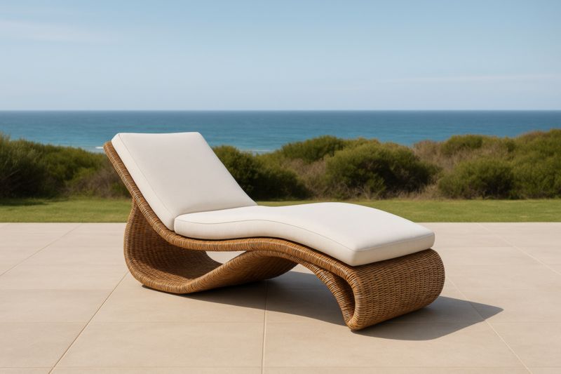 Chaise Longue en Rotin Synthétique Blanc