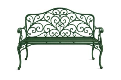 Banc de jardin en fer forgé vert
