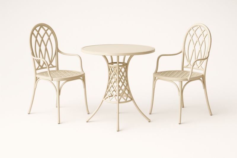 Ensemble de jardin en aluminium beige avec table ronde et chaises
