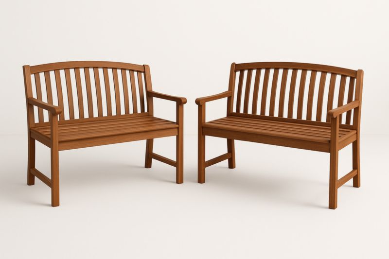 Lot de 2 bancs de jardin en bois d'acacia 120 cm Marron