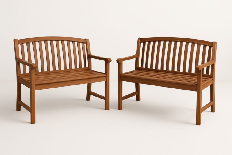 Lot de 2 bancs de jardin en bois d'acacia 120 cm Marron