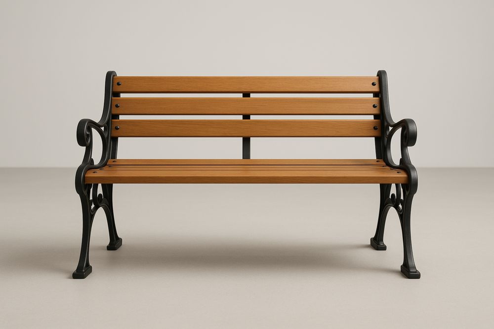 Banc de jardin en bois massif de chêne et fer forgé 120x60x80 cm(L×l×H)
