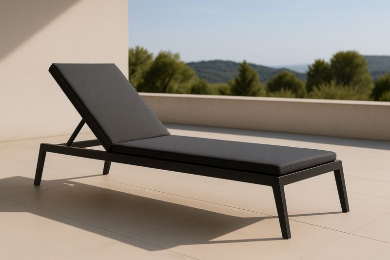 Chaise Longue Extérieure Aluminium Textilène Noir 200x70x35 cm
