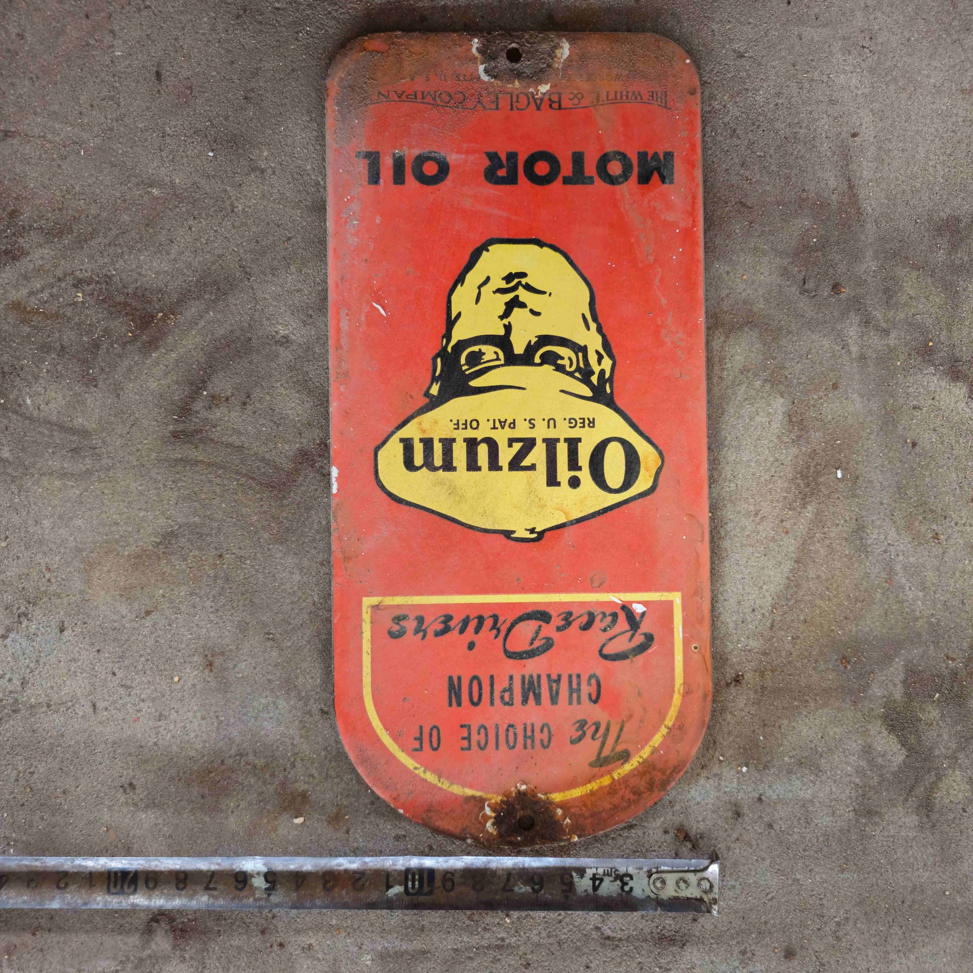 DIE CUT OILZUM MOTOR OIL RACE GAS OIL PORCELAIN SIGN