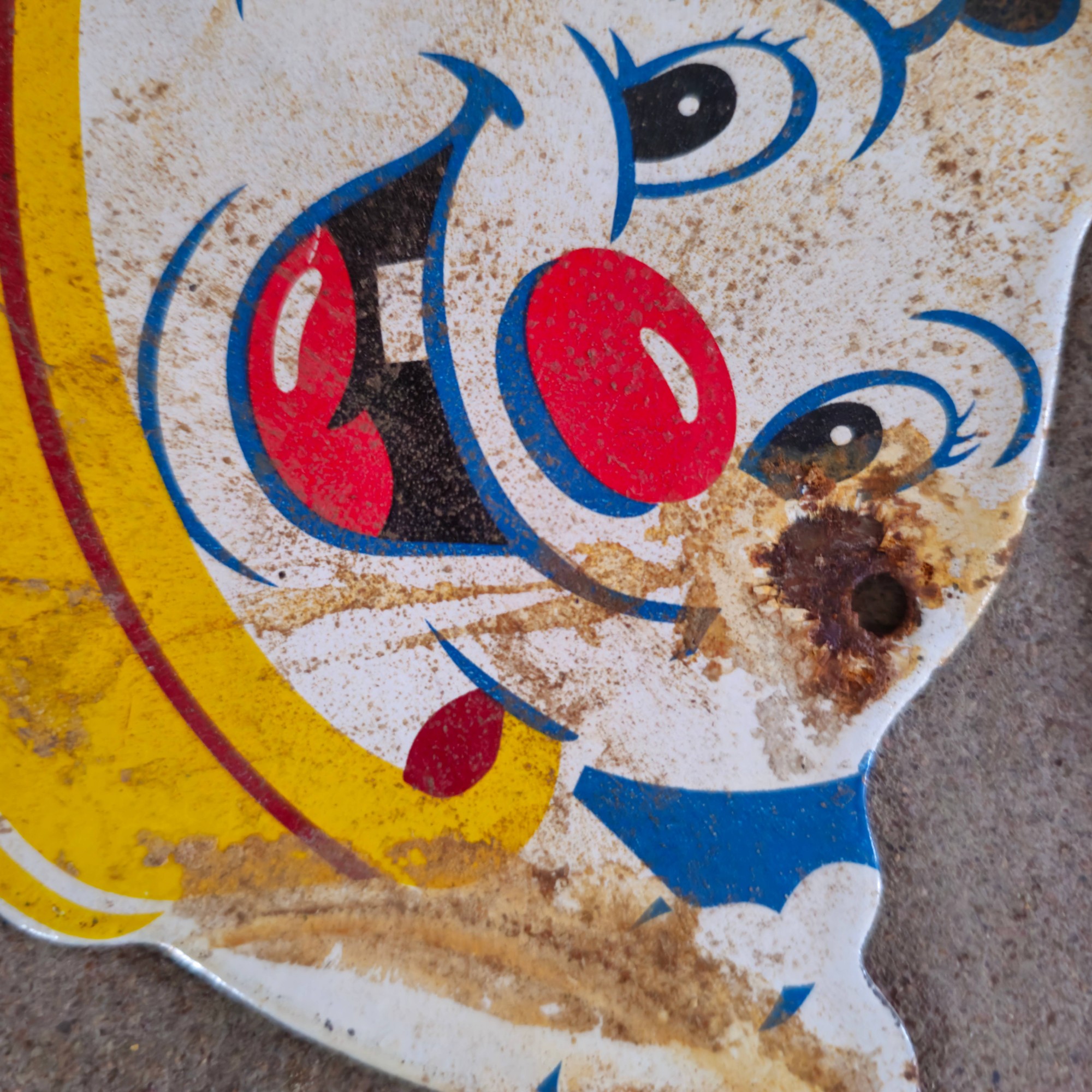 DIE CUT ICE CREAM BLUE YELLOW GAS OIL PORCELAIN SIGN