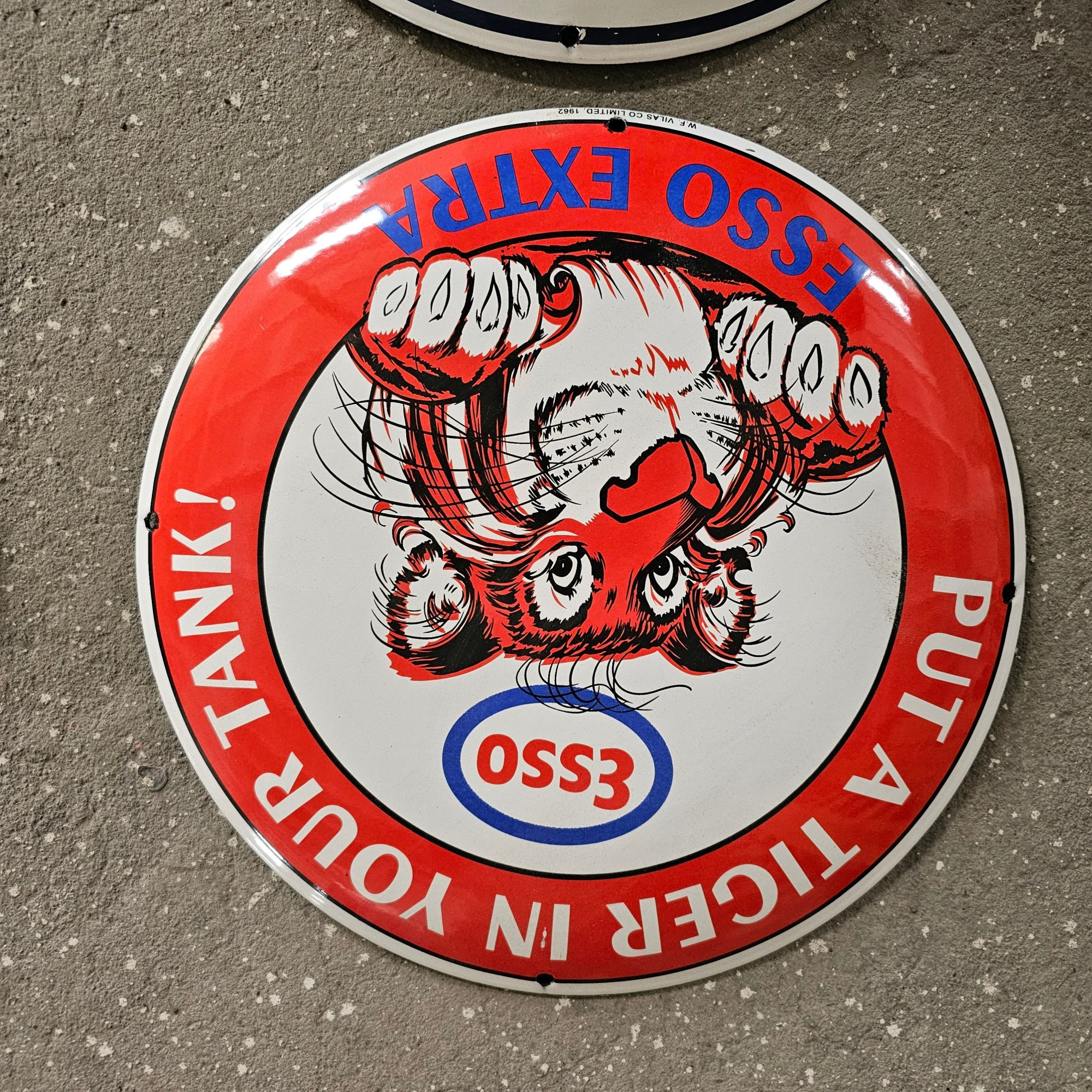 DIE CUT LOTS OF ESSO BOY AND GIRL GAS OIL PORCELAIN SIGN