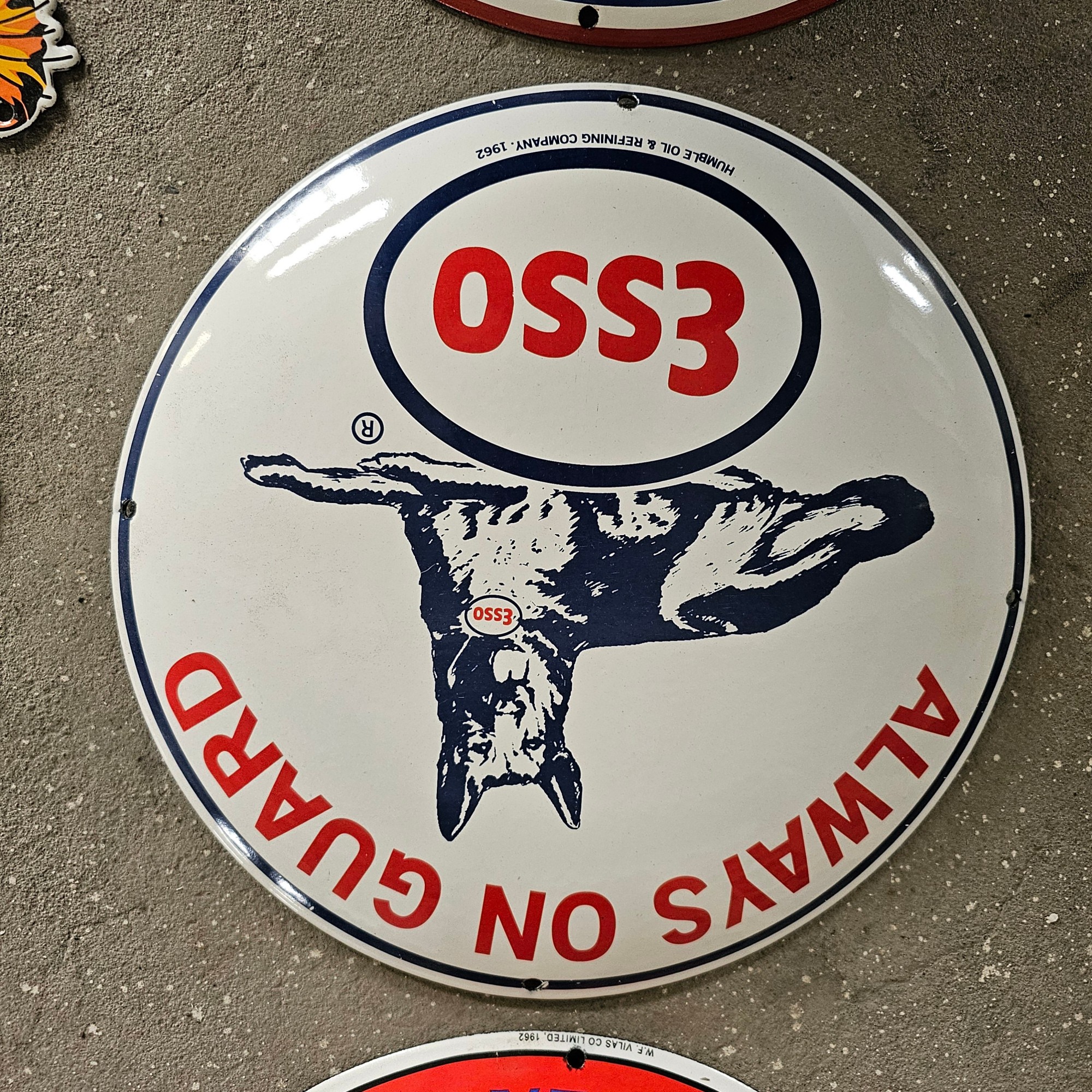 DIE CUT LOTS OF ESSO BOY AND GIRL GAS OIL PORCELAIN SIGN