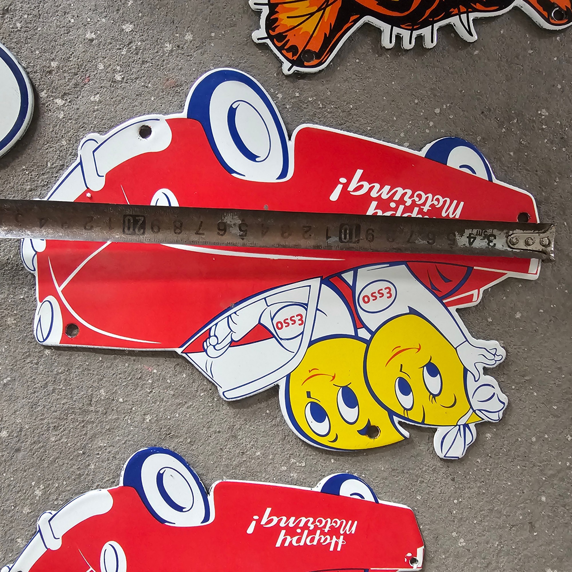 DIE CUT LOTS OF ESSO BOY AND GIRL GAS OIL PORCELAIN SIGN