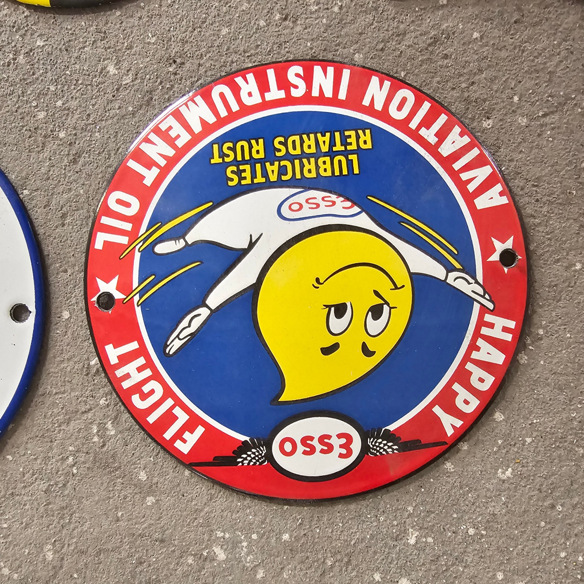 DIE CUT LOTS OF ESSO BOY AND GIRL GAS OIL PORCELAIN SIGN